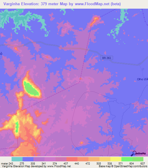 Varginha,Brazil Elevation Map