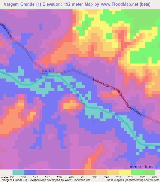 Vargem Grande (1),Brazil Elevation Map