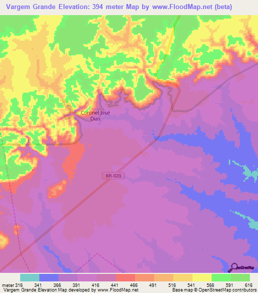 Vargem Grande,Brazil Elevation Map