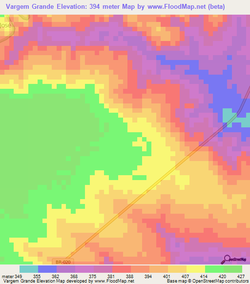 Vargem Grande,Brazil Elevation Map