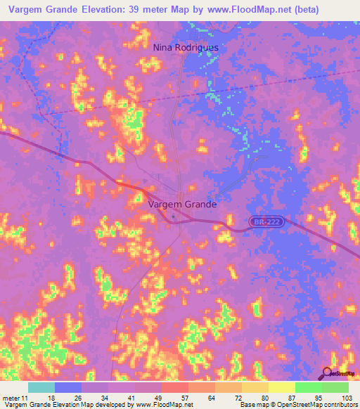 Vargem Grande,Brazil Elevation Map