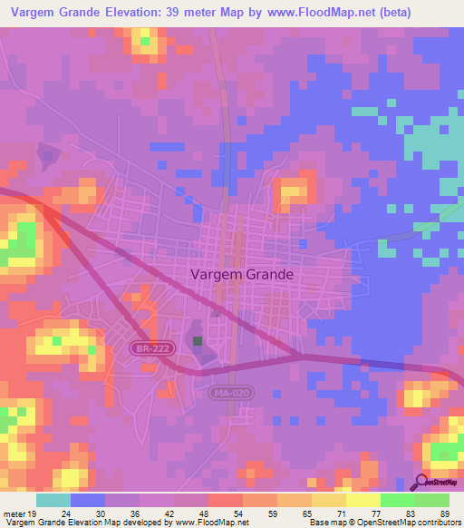 Vargem Grande,Brazil Elevation Map