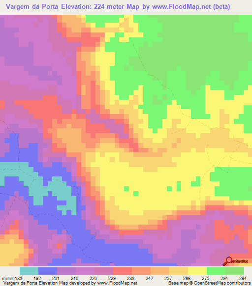 Vargem da Porta,Brazil Elevation Map