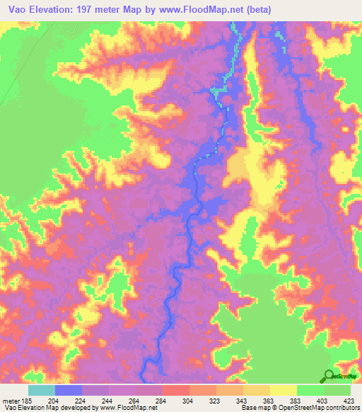 Vao,Brazil Elevation Map