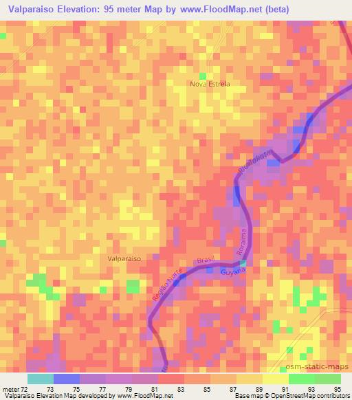 Valparaiso,Brazil Elevation Map