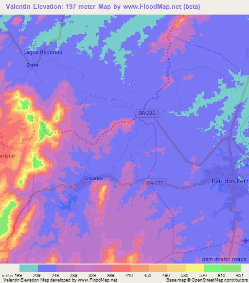 Valentin,Brazil Elevation Map