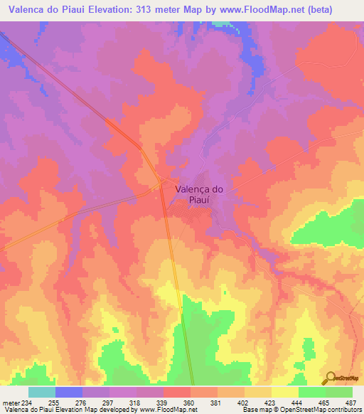 Valenca do Piaui,Brazil Elevation Map