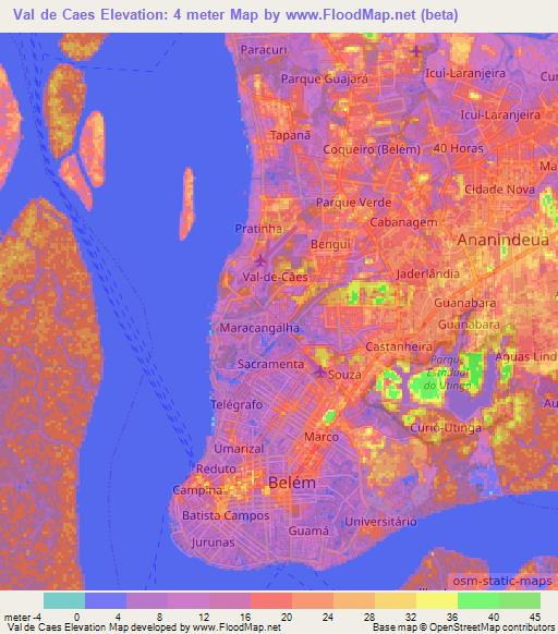 Val de Caes,Brazil Elevation Map