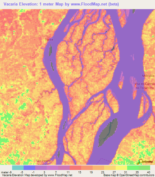 Vacaria,Brazil Elevation Map