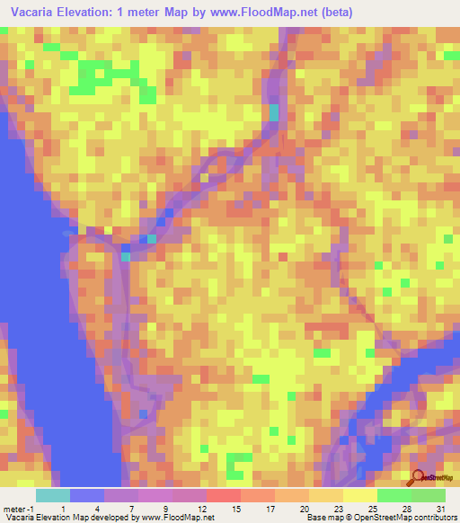 Vacaria,Brazil Elevation Map