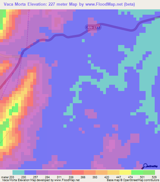 Vaca Morta,Brazil Elevation Map