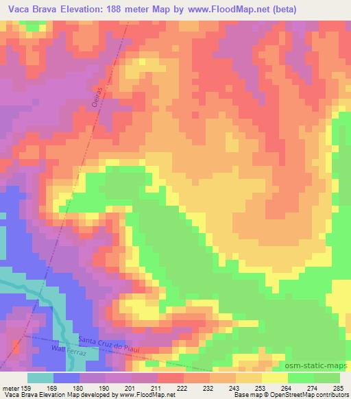 Vaca Brava,Brazil Elevation Map