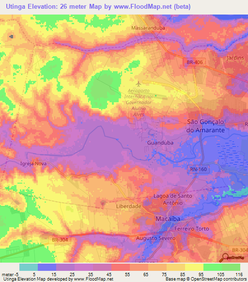 Utinga,Brazil Elevation Map