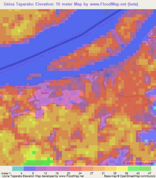 Usina Taparabo,Brazil Elevation Map