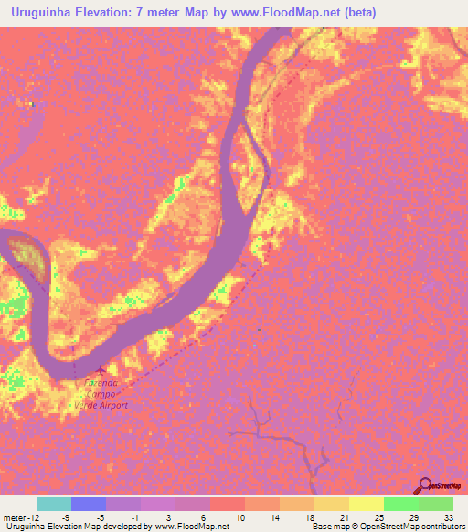 Uruguinha,Brazil Elevation Map