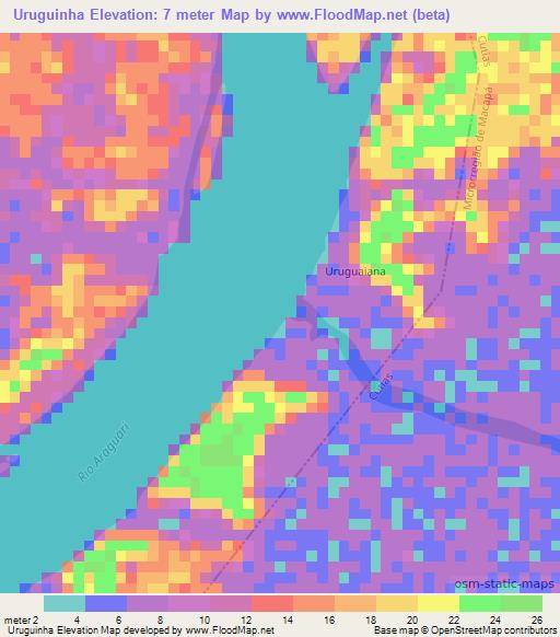 Uruguinha,Brazil Elevation Map