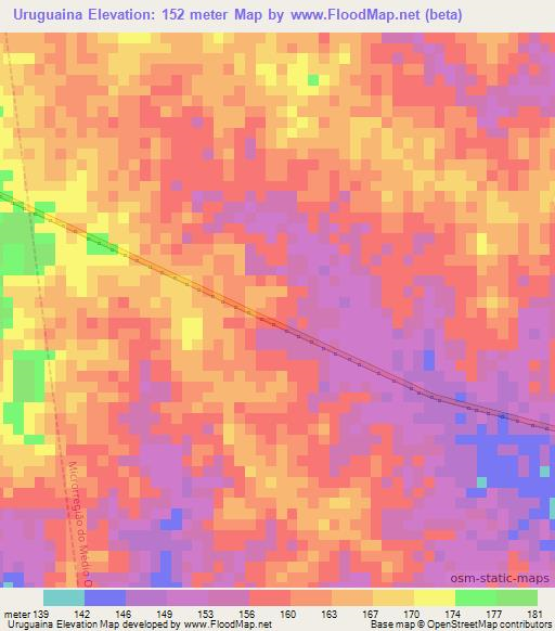 Uruguaina,Brazil Elevation Map