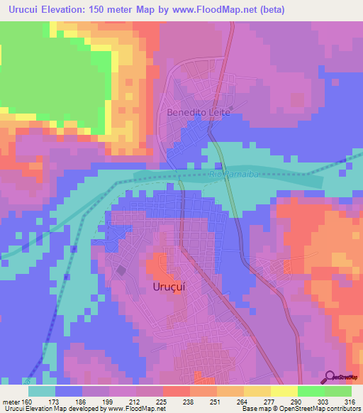 Urucui,Brazil Elevation Map