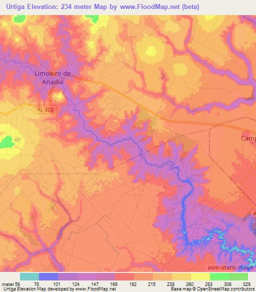 Urtiga,Brazil Elevation Map