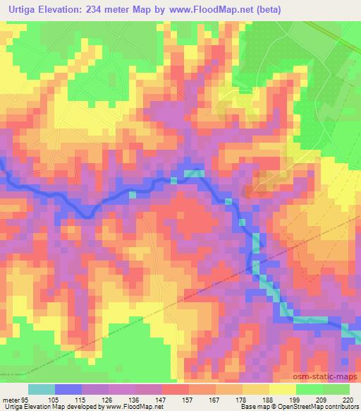 Urtiga,Brazil Elevation Map