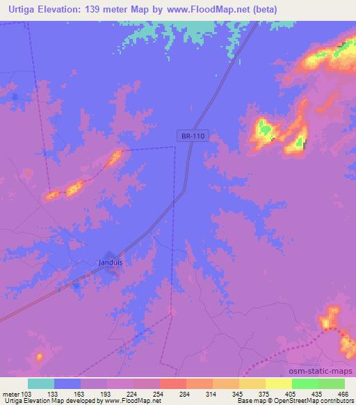 Urtiga,Brazil Elevation Map