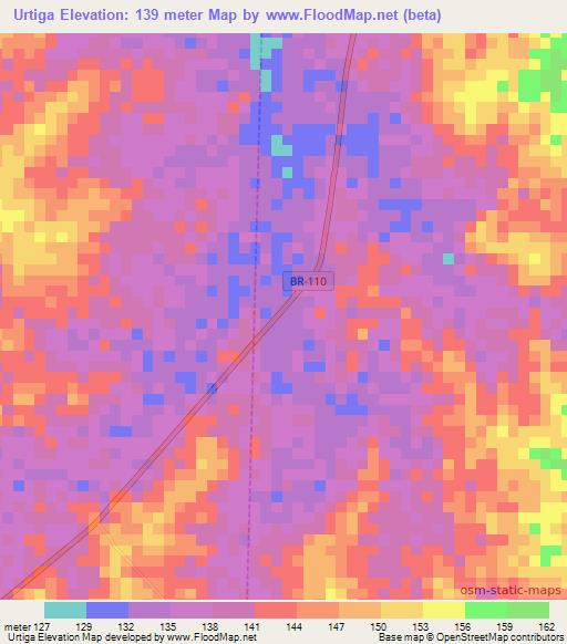 Urtiga,Brazil Elevation Map