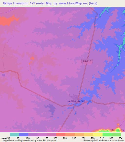 Urtiga,Brazil Elevation Map