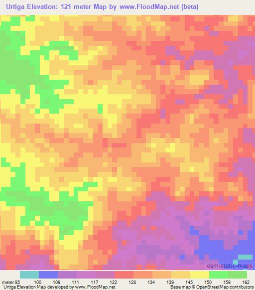 Urtiga,Brazil Elevation Map