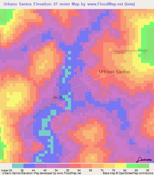 Urbano Santos,Brazil Elevation Map