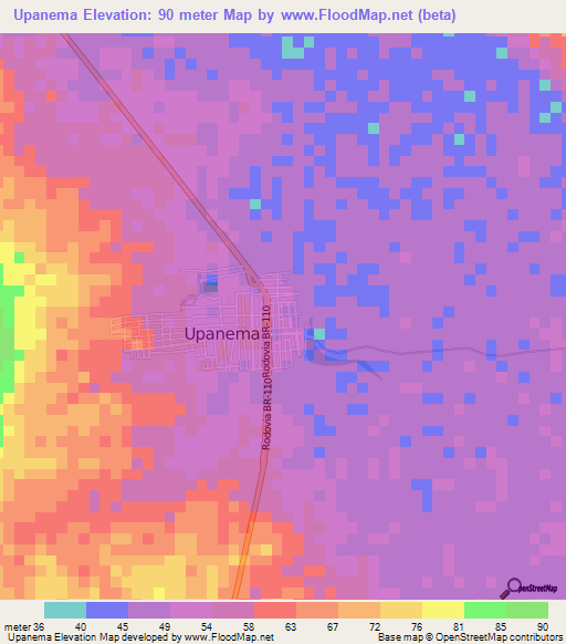 Upanema,Brazil Elevation Map