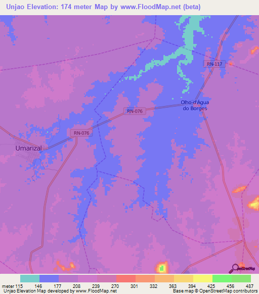 Unjao,Brazil Elevation Map