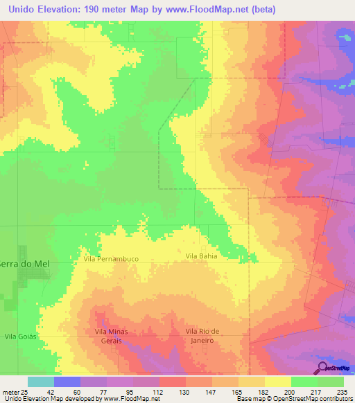 Unido,Brazil Elevation Map