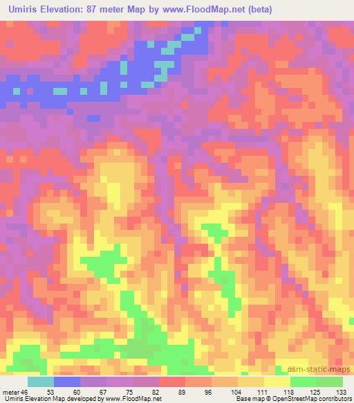 Umiris,Brazil Elevation Map