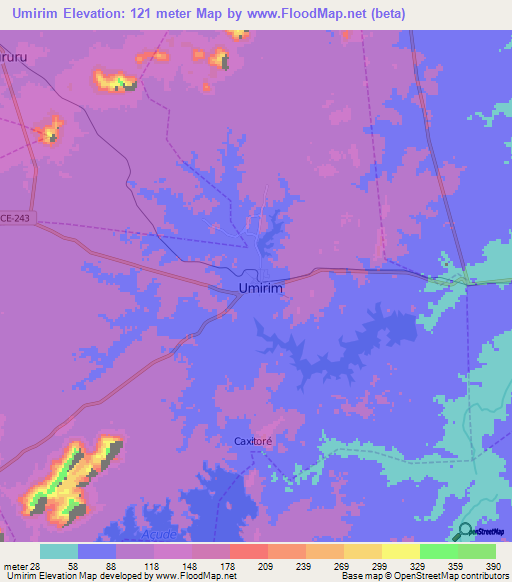 Umirim,Brazil Elevation Map