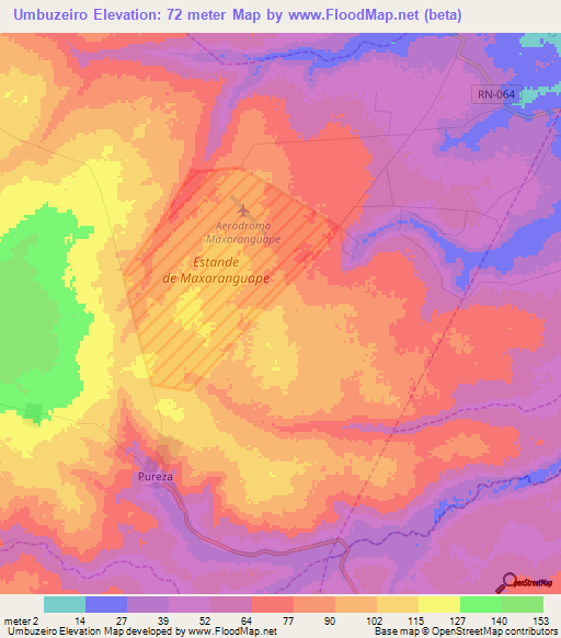 Umbuzeiro,Brazil Elevation Map