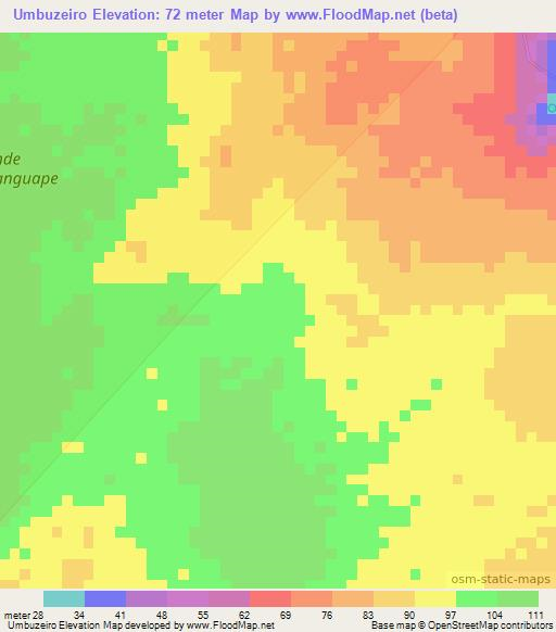 Umbuzeiro,Brazil Elevation Map