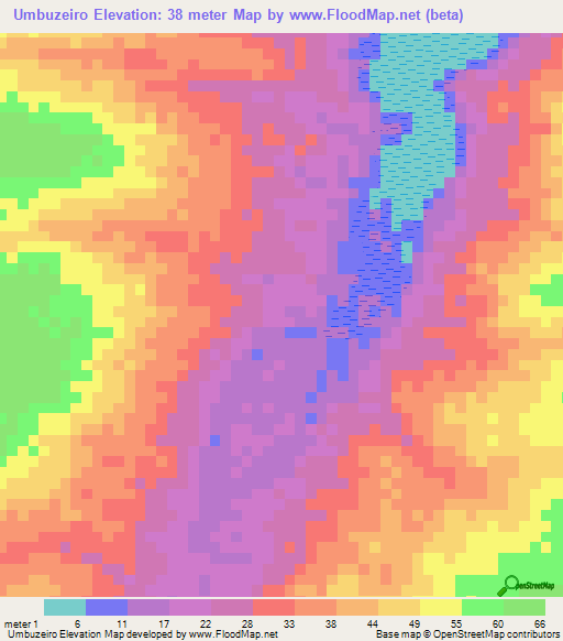 Umbuzeiro,Brazil Elevation Map