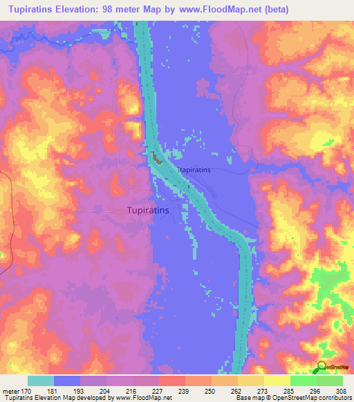 Tupiratins,Brazil Elevation Map