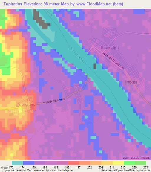 Tupiratins,Brazil Elevation Map