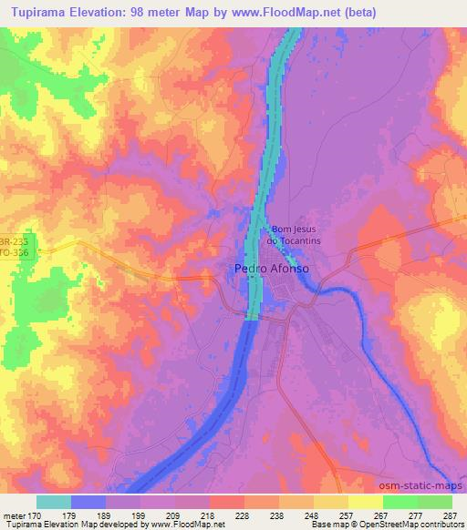 Tupirama,Brazil Elevation Map