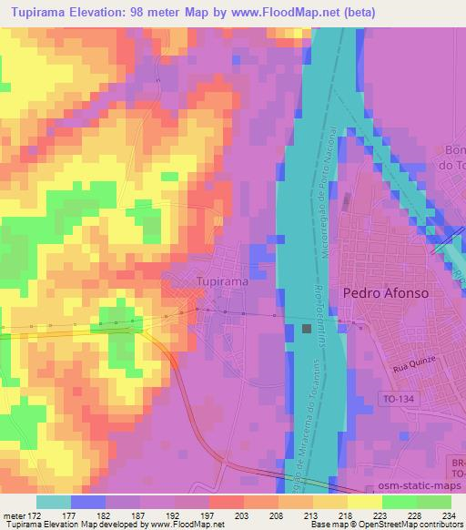 Tupirama,Brazil Elevation Map