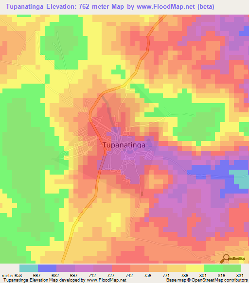 Tupanatinga,Brazil Elevation Map