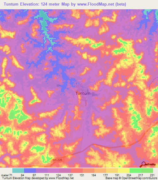 Tuntum,Brazil Elevation Map