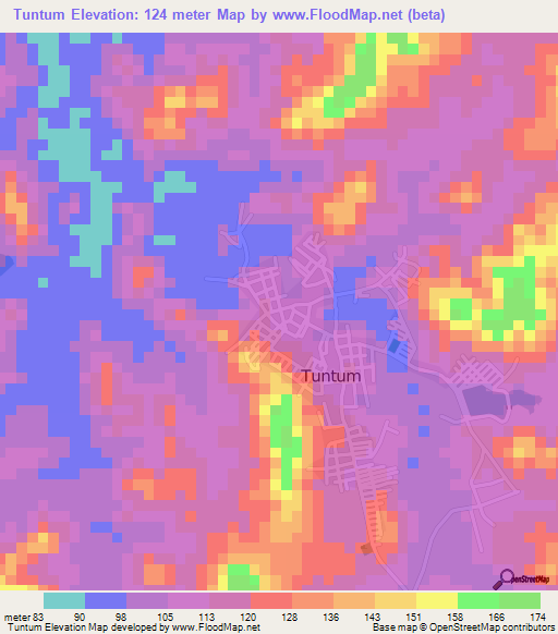 Tuntum,Brazil Elevation Map