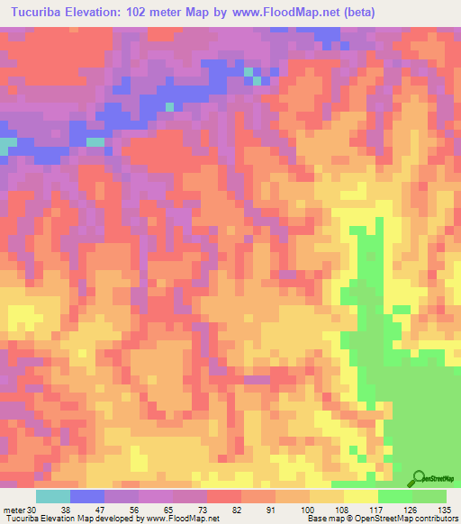 Tucuriba,Brazil Elevation Map