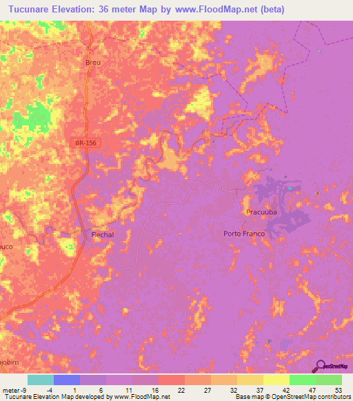 Tucunare,Brazil Elevation Map