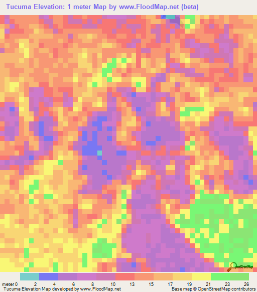 Tucuma,Brazil Elevation Map