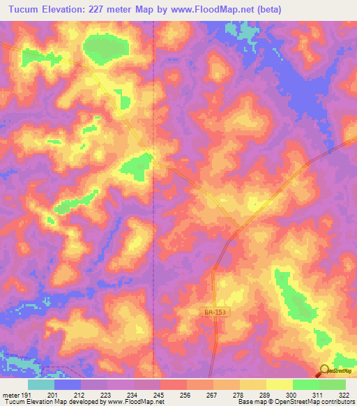 Tucum,Brazil Elevation Map