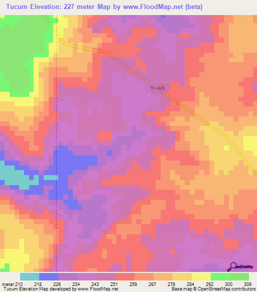 Tucum,Brazil Elevation Map