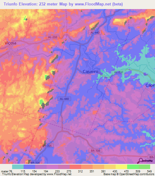 Triunfo,Brazil Elevation Map